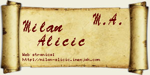 Milan Aličić vizit kartica
